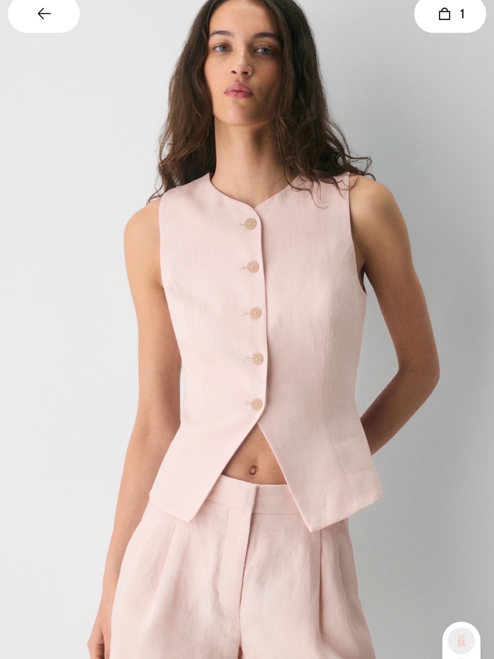 Aritzia Wilfred power linen regal vest poetic pink 2
